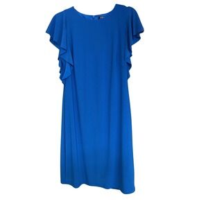 Chaps Royal Blue Flutter Sleeve Sheath Dress Women's Medium